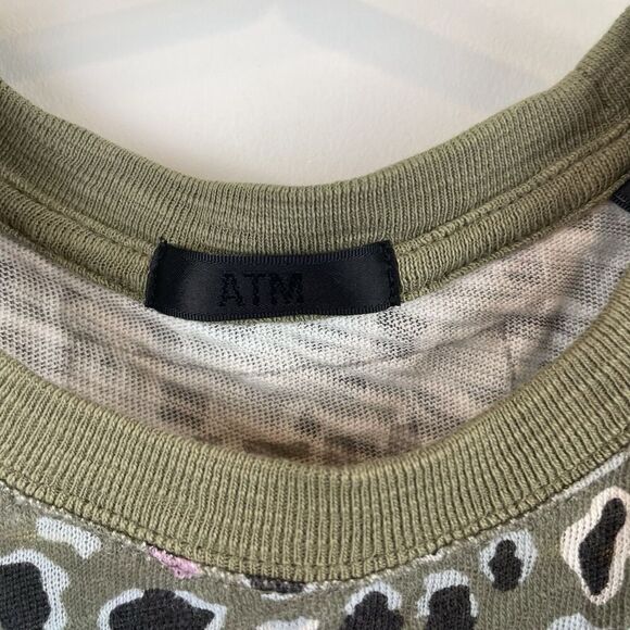 ATM  Green Leopard Print Short Sleeve Shirt  100% Cotton Size XS‎ - Picture 3 of 7
